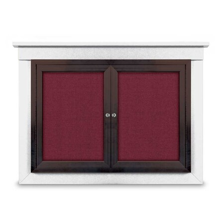 United Visual Products 60"x36" 2-Door Enclosed Letterboard, Header, Black Felt/Walnut UV2625HD-WALNUT-BLACK